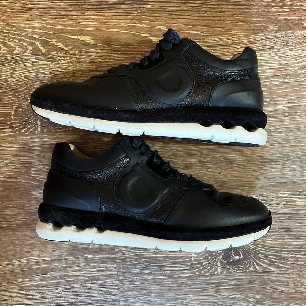 Salvatore Ferragamo Black Leather Morgan Sneakers - made in Italy, Florence - Picture 8 of 14
